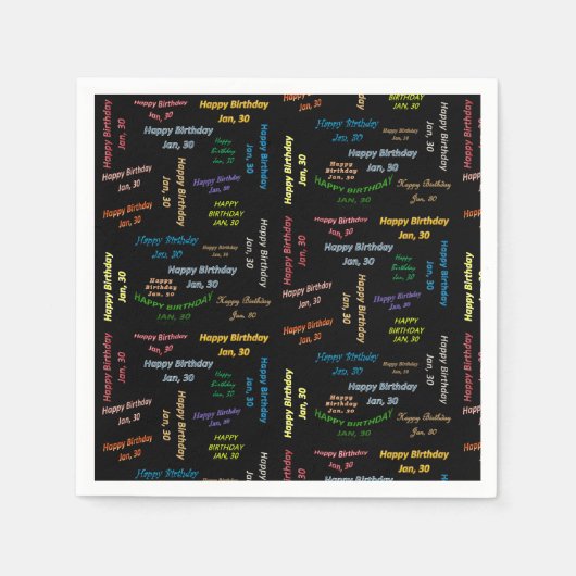 紙ナプキンス1月30誕生日 スタンダードカクテルナプキン (正面)