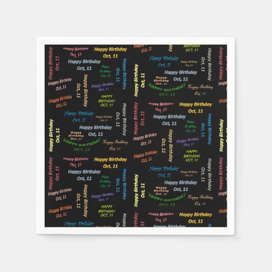 紙ナプキンス10月11誕生日 スタンダードカクテルナプキン (正面)