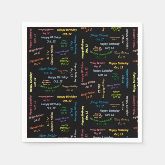 紙ナプキンス10月12誕生日 スタンダードカクテルナプキン (正面)
