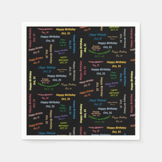 紙ナプキンス10月31誕生日 スタンダードカクテルナプキン (正面)