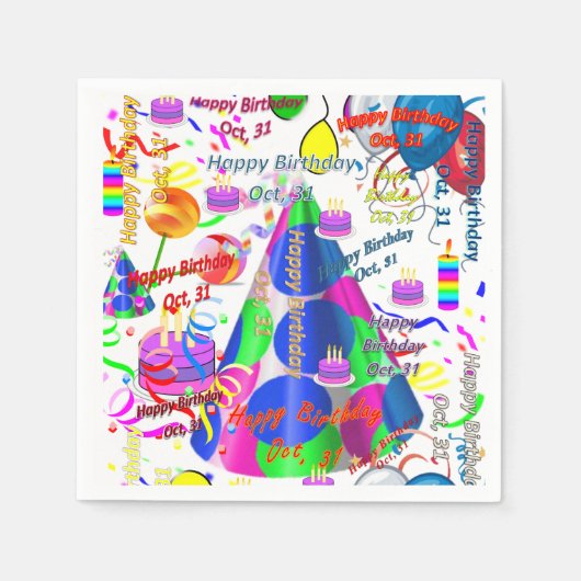紙ナプキンス10月31誕生日 スタンダードカクテルナプキン (正面)