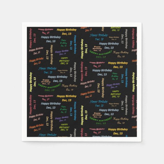 紙ナプキンス12月13誕生日 スタンダードカクテルナプキン (正面)