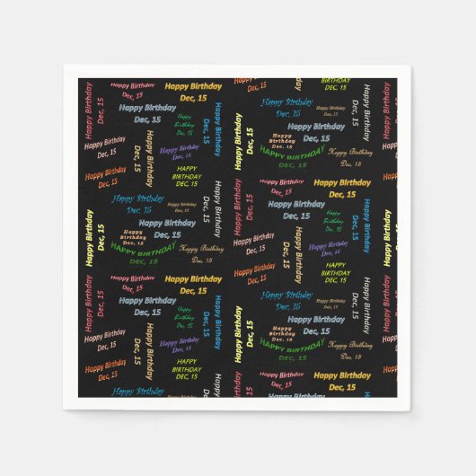 紙ナプキンス12月15誕生日 スタンダードカクテルナプキン (正面)