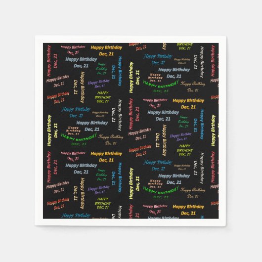 紙ナプキンス12月21誕生日 スタンダードカクテルナプキン (正面)