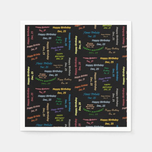 紙ナプキンス12月25誕生日 スタンダードカクテルナプキン (正面)