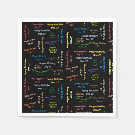 紙ナプキンス12月27誕生日 スタンダードカクテルナプキン (正面)