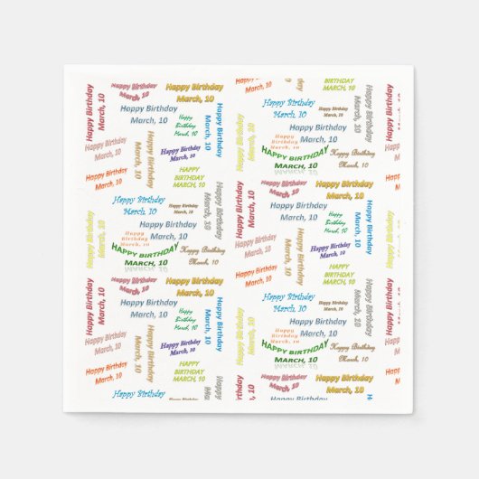 紙ナプキンス3月10誕生日 スタンダードカクテルナプキン (正面)