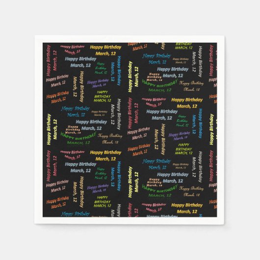 紙ナプキンス3月12誕生日 スタンダードカクテルナプキン (正面)