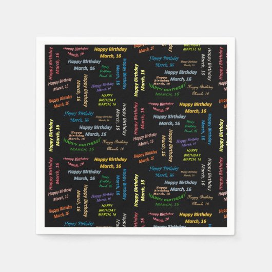 紙ナプキンス3月16誕生日 スタンダードカクテルナプキン (正面)