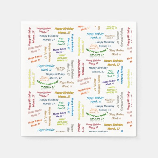 紙ナプキンス3月17誕生日 スタンダードカクテルナプキン (正面)