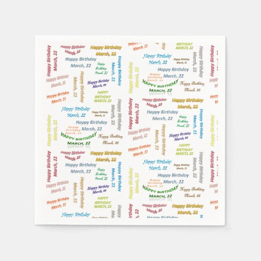 紙ナプキンス3月22誕生日 スタンダードカクテルナプキン (正面)