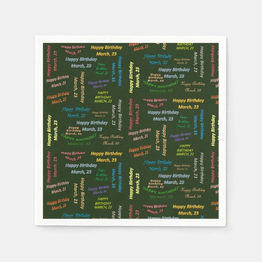紙ナプキンス3月23誕生日 スタンダードカクテルナプキン (正面)
