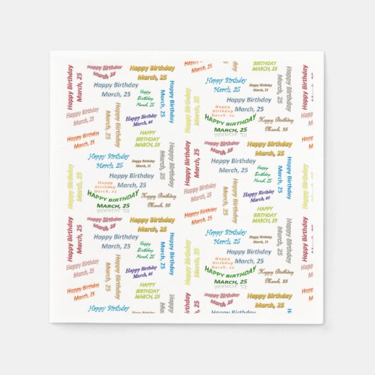 紙ナプキンス3月25誕生日 スタンダードカクテルナプキン (正面)