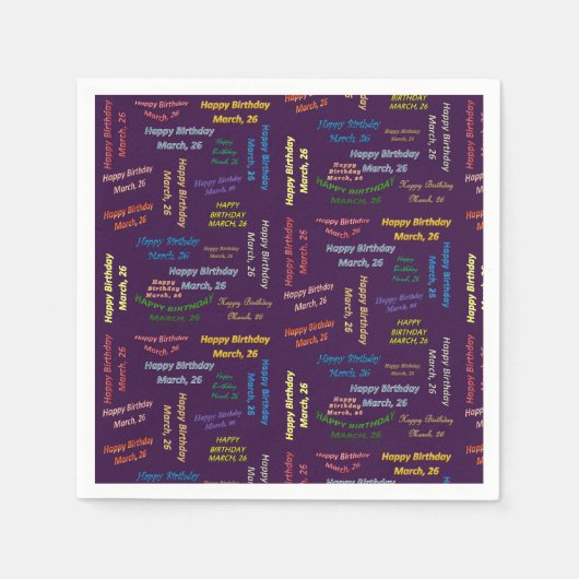 紙ナプキンス3月26誕生日 スタンダードカクテルナプキン (正面)