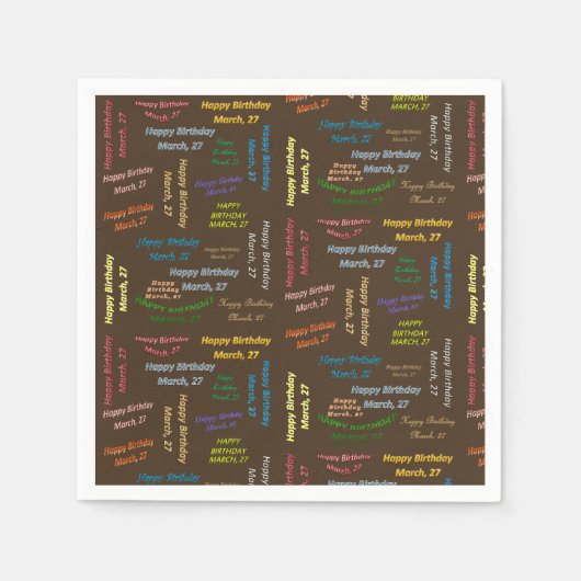 紙ナプキンス3月27誕生日 スタンダードカクテルナプキン (正面)