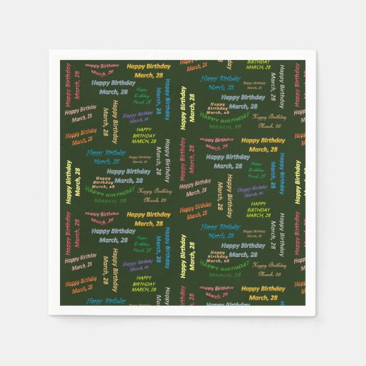 紙ナプキンス3月28誕生日 スタンダードカクテルナプキン (正面)
