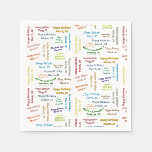 紙ナプキンス3月30誕生日 スタンダードカクテルナプキン (正面)