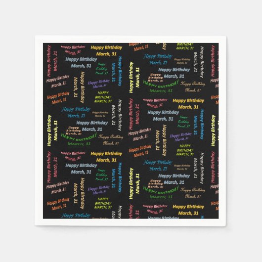 紙ナプキンス3月31誕生日 スタンダードカクテルナプキン (正面)