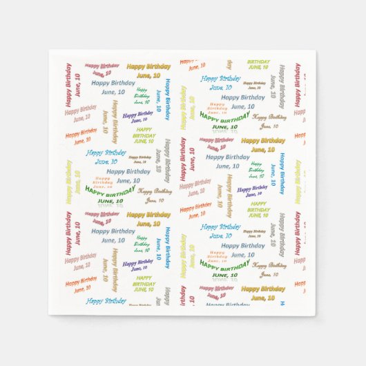 紙ナプキンス6月10誕生日 スタンダードカクテルナプキン (正面)