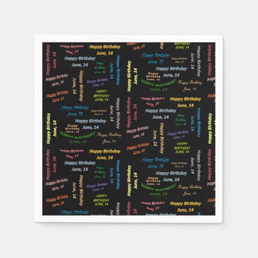 紙ナプキンス6月14誕生日 スタンダードカクテルナプキン (正面)
