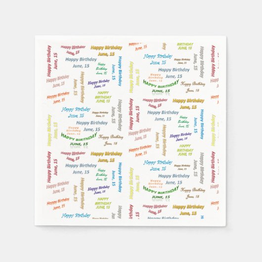 紙ナプキンス6月15誕生日 スタンダードカクテルナプキン (正面)