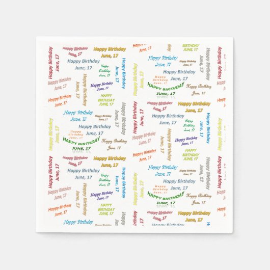 紙ナプキンス6月17誕生日 スタンダードカクテルナプキン (正面)