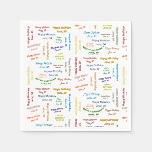 紙ナプキンス6月30誕生日 スタンダードカクテルナプキン (正面)