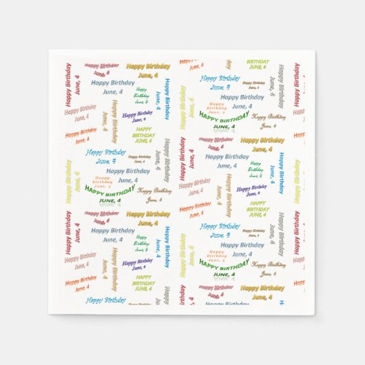 紙ナプキンス6月4誕生日 スタンダードカクテルナプキン (正面)