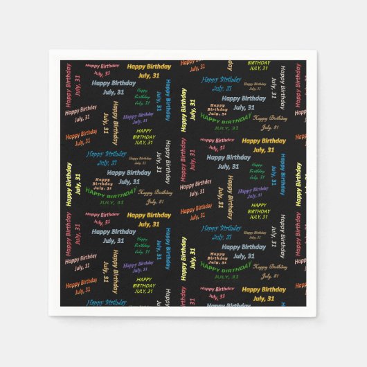 紙ナプキンス7月31誕生日 スタンダードカクテルナプキン (正面)
