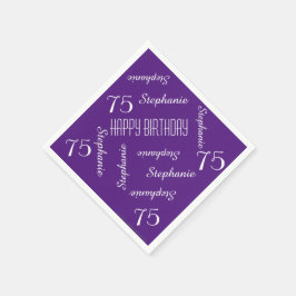 紙ナプキンス75歳の誕生日パーティー繰り返し名前 スタンダードカクテルナプキン