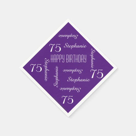 紙ナプキンス75歳の誕生日パーティー繰り返し名前 スタンダードカクテルナプキン (角)