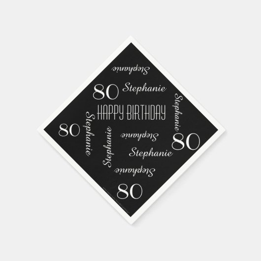 紙ナプキンス80歳の誕生日パーティー繰り返し名前 スタンダードカクテルナプキン (角)