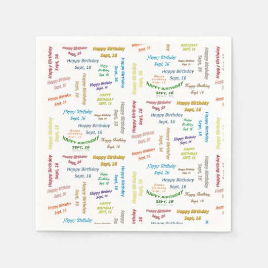 紙ナプキンス9月16誕生日 スタンダードカクテルナプキン (正面)