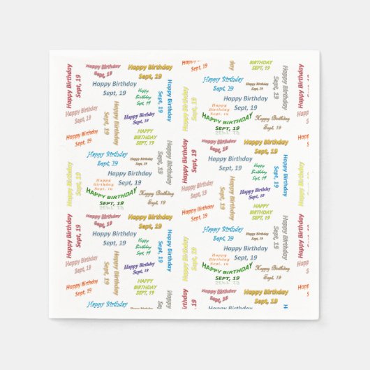 紙ナプキンス9月19誕生日 スタンダードカクテルナプキン (正面)