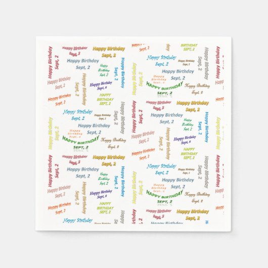 紙ナプキンス9月2誕生日 スタンダードカクテルナプキン (正面)