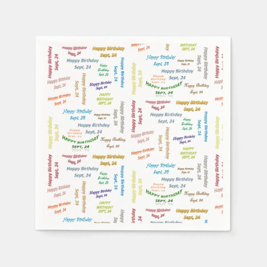 紙ナプキンス9月24誕生日 スタンダードカクテルナプキン (正面)