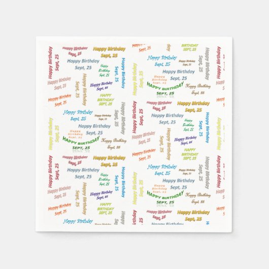紙ナプキンス9月25誕生日 スタンダードカクテルナプキン (正面)