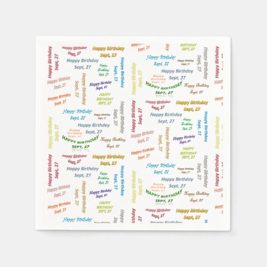 紙ナプキンス9月27誕生日 スタンダードカクテルナプキン (正面)