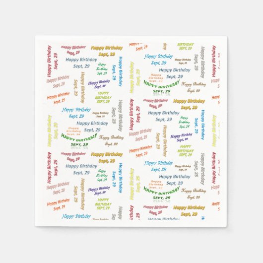 紙ナプキンス9月29誕生日 スタンダードカクテルナプキン (正面)