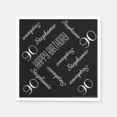 紙ナプキンス90thバースデーパーティーネーム白黒 スタンダードカクテルナプキン (正面)