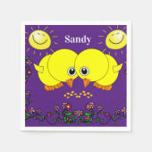 紙ナプキンス、イエローチックスフローラパープルサン スタンダードカクテルナプキン (正面)