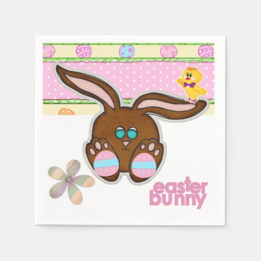 紙ナプキンス、イースターバニーエッグ スタンダードカクテルナプキン (正面)