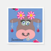 紙ナプキンス、カウピンクハート スタンダードカクテルナプキン (正面)