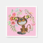 紙ナプキンス、キャットフィッシュフローラピンク スタンダードカクテルナプキン (正面)