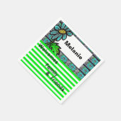 紙ナプキンス、グリーンストライプフローラ スタンダードカクテルナプキン (角)