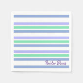 紙ナプキンス、グリーンパープルストライプズ スタンダードカクテルナプキン (正面)