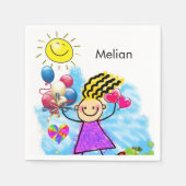 紙ナプキンス、サンバルーンハート スタンダードカクテルナプキン (正面)