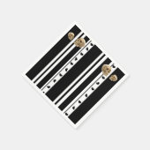 紙ナプキンス、スカル白黒ストライプハート スタンダードカクテルナプキン (角)