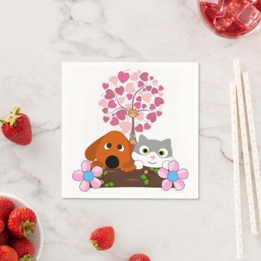 紙ナプキンス、ドッグキャッツハートフローラ スタンダードカクテルナプキン (インサイチュ)