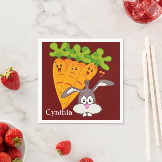 紙ナプキンス、ニンジンうさぎ スタンダードカクテルナプキン (インサイチュ)